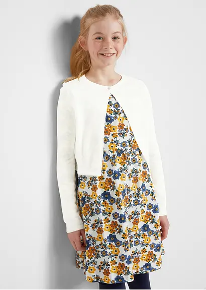 Bonprix Schöner Mädchen Bolero Mit Funkelndem Knopf - Weiß