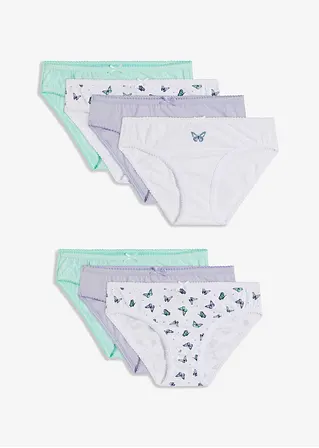 bonprix Schöner Mädchen Slip im 7er Pack. - weiß bedruckt+puderlila+mint