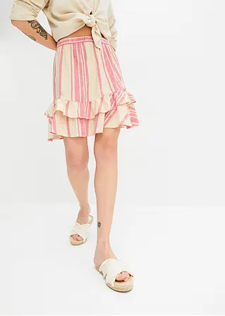Bonprix Schöner Minirock Aus Leinenmischung - Beige - Damen