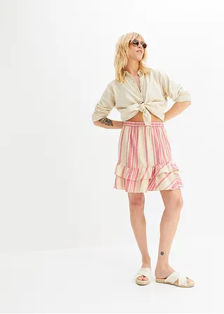 Bonprix Schöner Minirock Aus Leinenmischung - Beige - Damen
