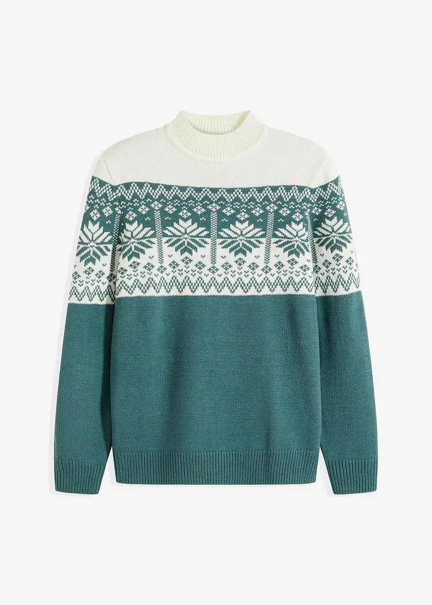bonprix Schöner Pullover mit Stehkragen und Norweger-Motiv - weiß