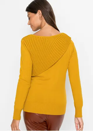 Bonprix Schöner Pullover Mit Strickmix Und Metall-Schnallen - Gelb