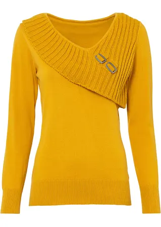 bonprix Schöner Pullover mit Strickmix und Metall-Schnallen - gelb