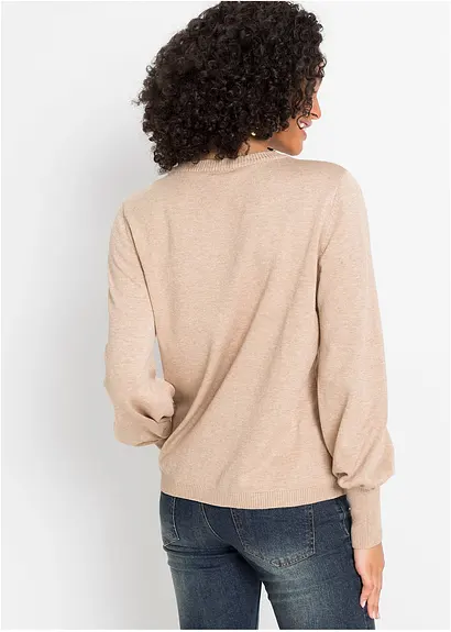 Bonprix Schöner Pullover Mit Tollem Ballon-Ärmel. - Beige
