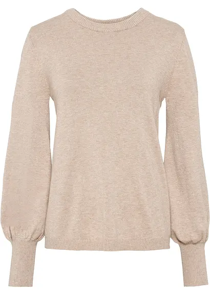 bonprix Schöner Pullover mit tollem Ballon-Ärmel. - beige