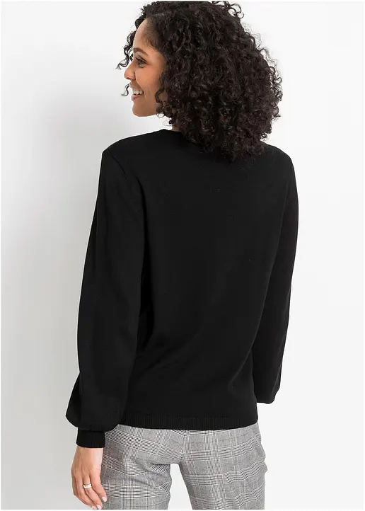Bonprix Schöner Pullover Mit Tollem Ballon-Ärmel. - Schwarz