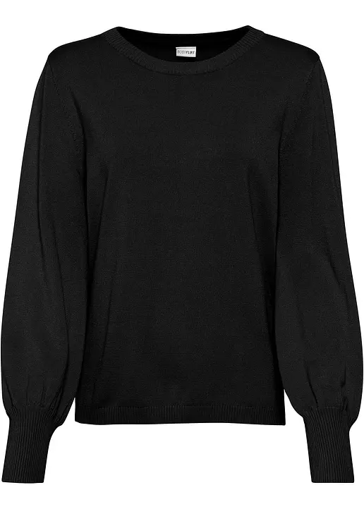 bonprix Schöner Pullover mit tollem Ballon-Ärmel. - schwarz