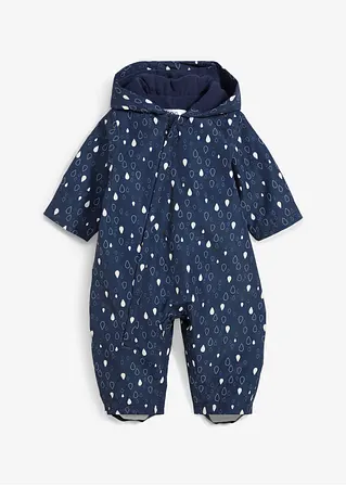 bonprix Schöner Regenanzug mit Fleecefutter und Kapuze - blau