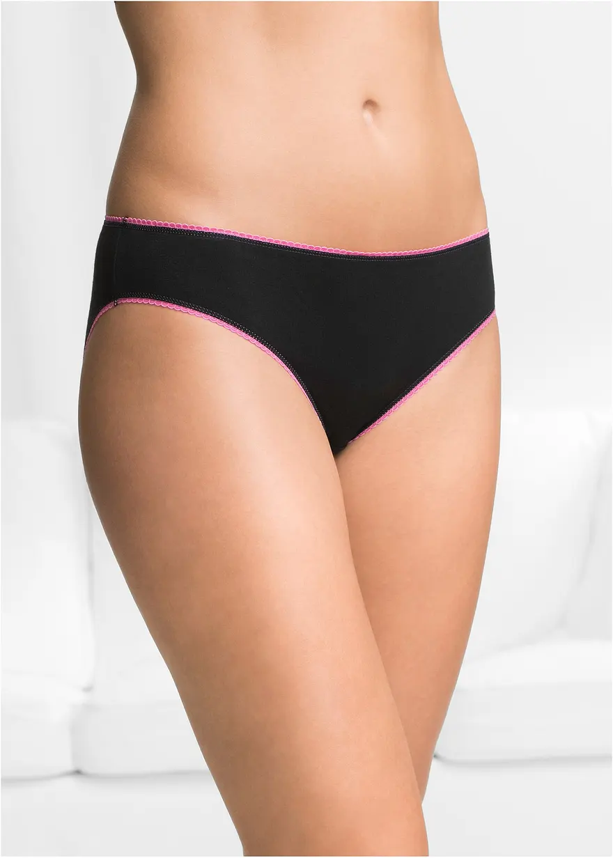 Bonprix Schöner Slip Mit Kontrastfarbenen Gummieinsätzen - Schwarz + Bunt