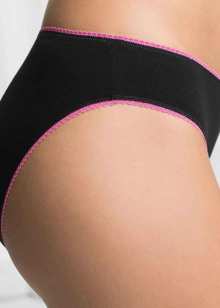 Bonprix Schöner Slip Mit Kontrastfarbenen Gummieinsätzen - Schwarz + Bunt