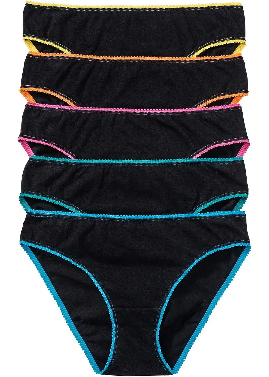 bonprix Schöner Slip mit kontrastfarbenen Gummieinsätzen - schwarz + bunt