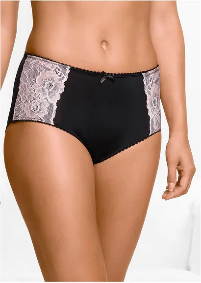 Bonprix Schöner Slip Mit Spitzeneinsatz An Der Seite - Schwarz + Rosa