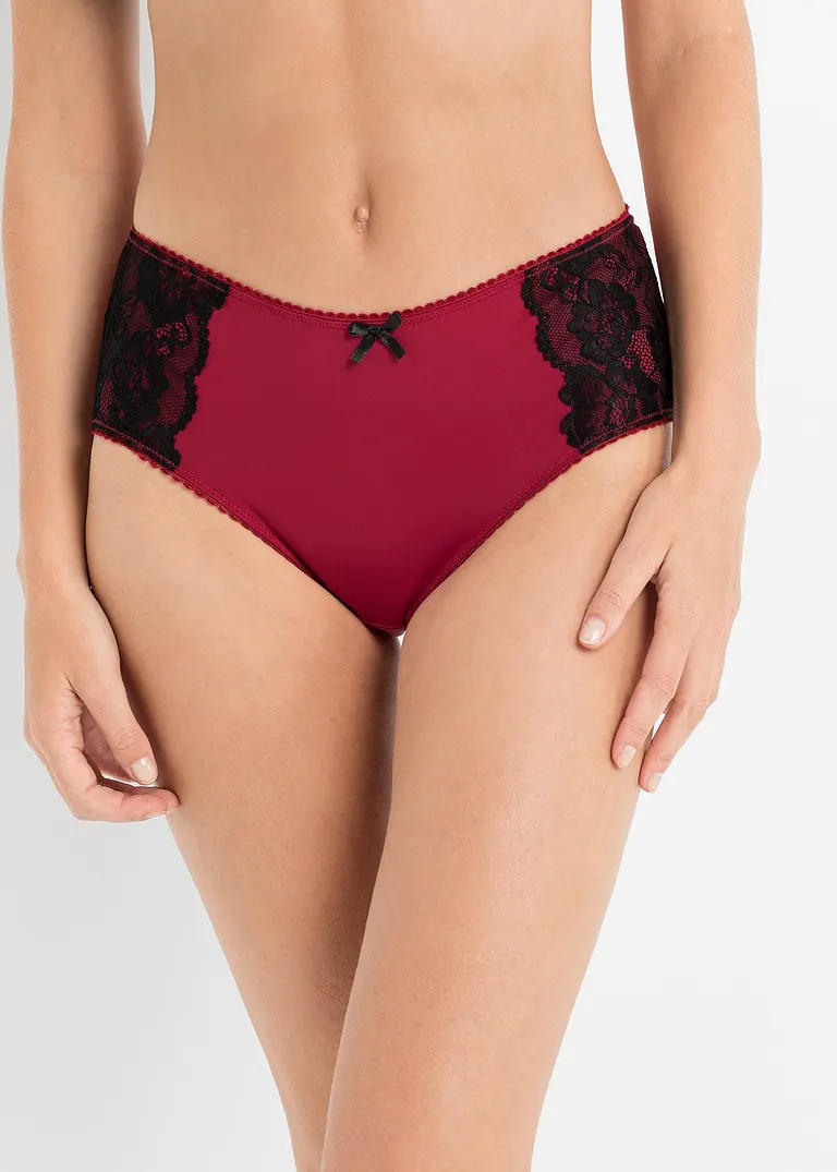 Bonprix Schöner Slip Mit Spitzeneinsatz An Der Seite - Schwarz + Abendrot