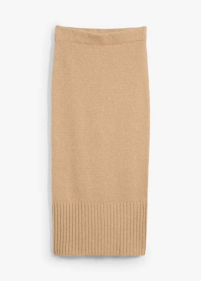 bonprix Schöner Strickrock mit Schlitz für mehr Bewegungsfreiheit - beige