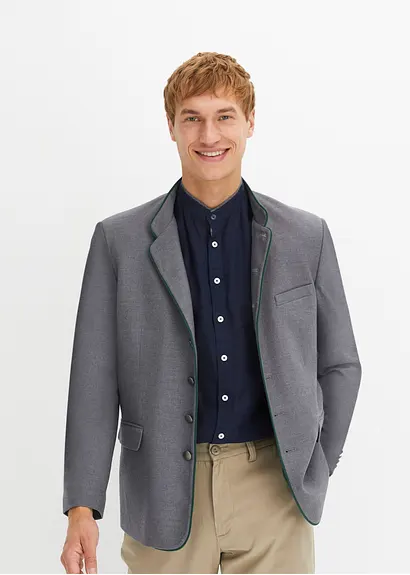 Bonprix Schöner Trachtenjanker Mit Farblichen Details - Grau