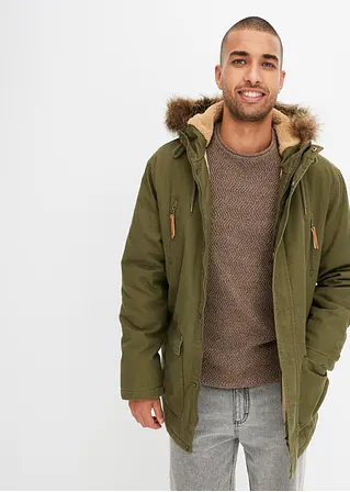 Bonprix Schöner Winterparka Mit Abnehmbaren Fellkragen - Grün