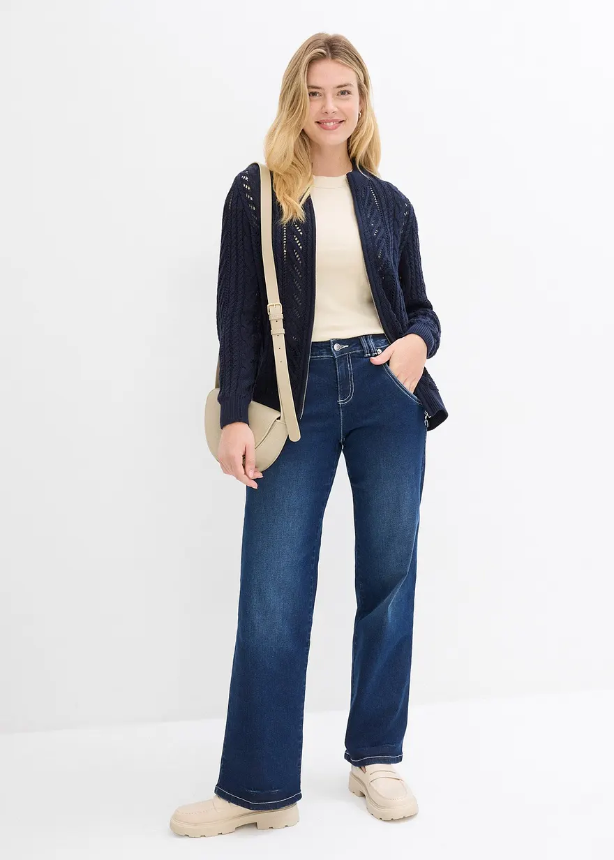 Bonprix Schönes Basic-Kurzarm-T-Shirt - Hellsand/naturstein