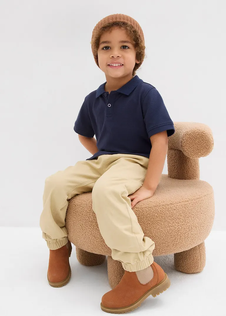 Bonprix Schönes Basic Poloshirt Für Jungen Mit Seitenschlitzen - Blau