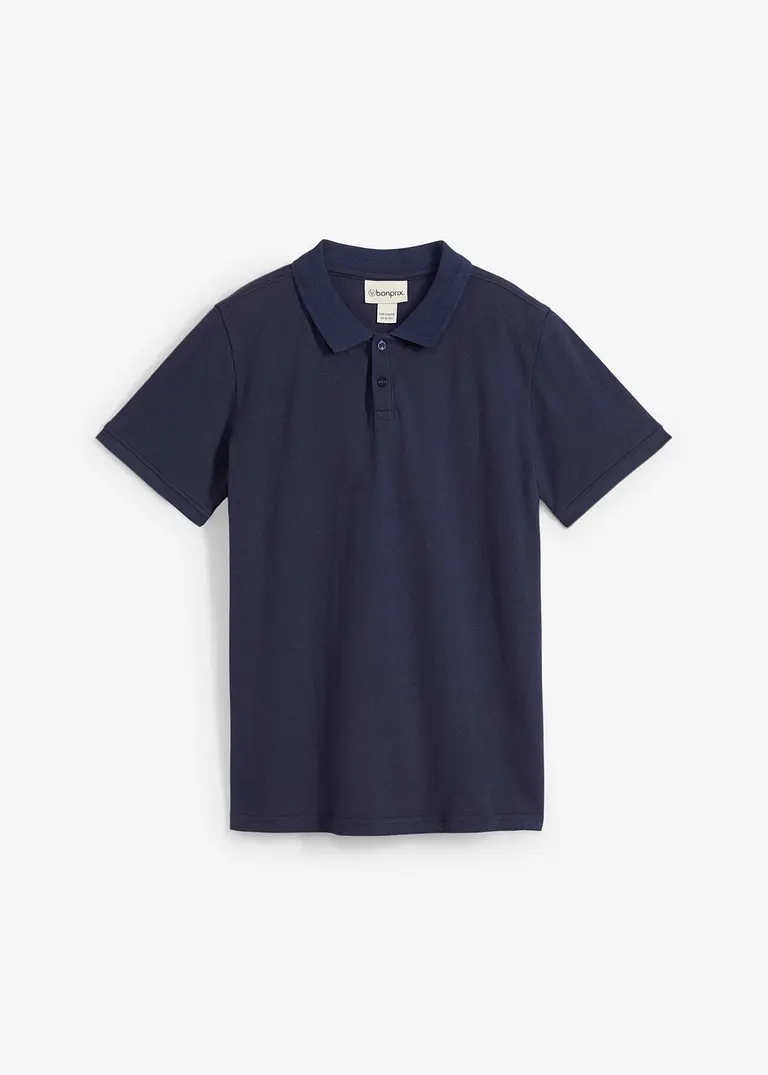 bonprix Schönes Basic Poloshirt für Jungen mit Seitenschlitzen - blau