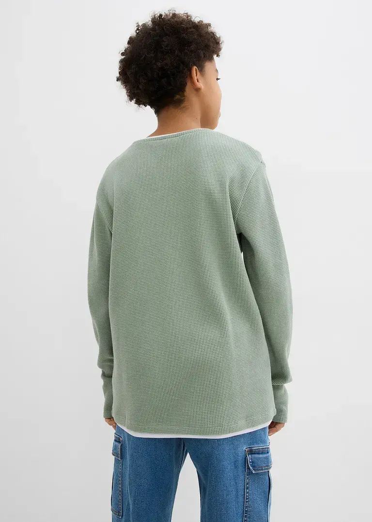 Bonprix Schönes Jungen Langarmshirt In 2 In 1 Optik Mit Rundhalsausschnitt
