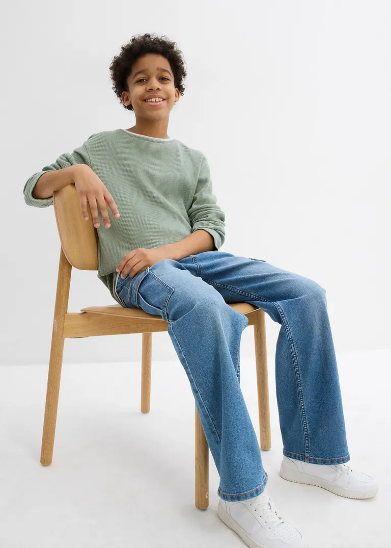 Bonprix Schönes Jungen Langarmshirt In 2 In 1 Optik Mit Rundhalsausschnitt