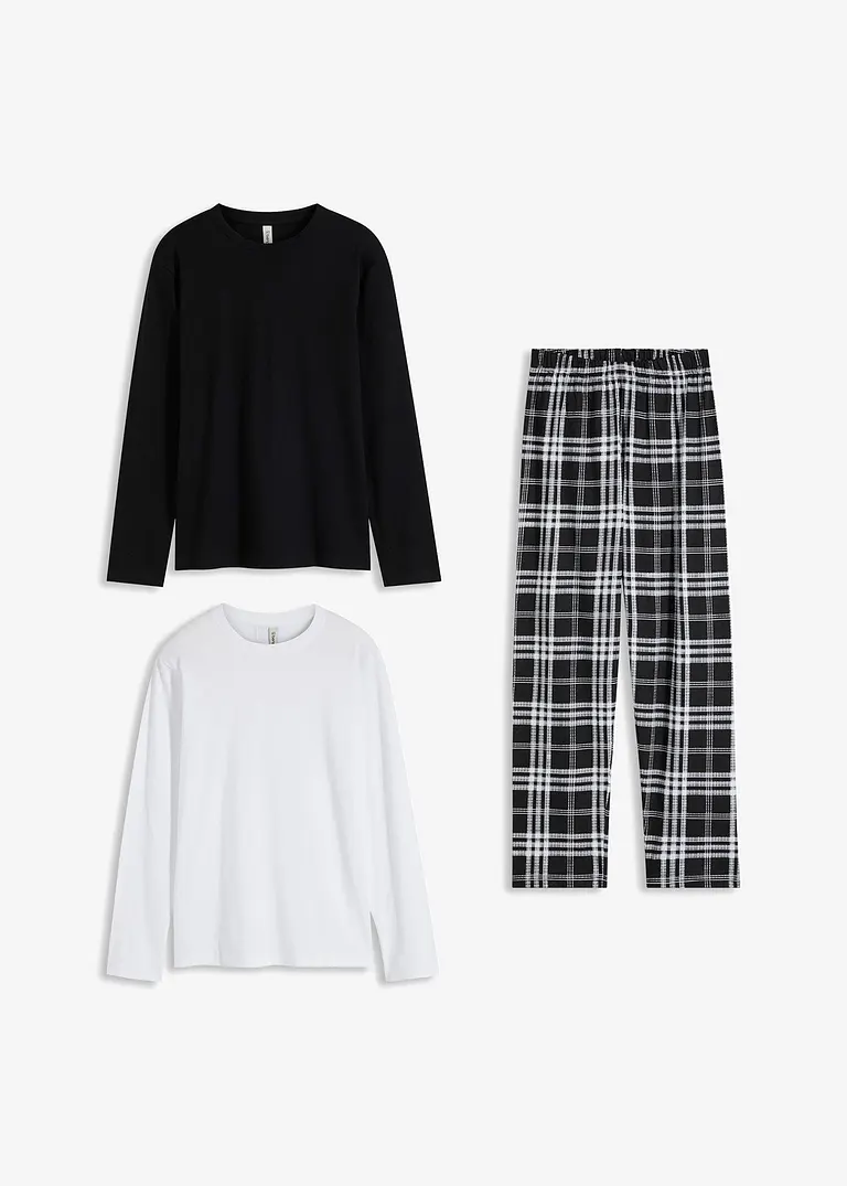 Bonprix Schönes Kinder Pyjama (3-tlg. Set) Mit 2 Shirt Und Einer Hose