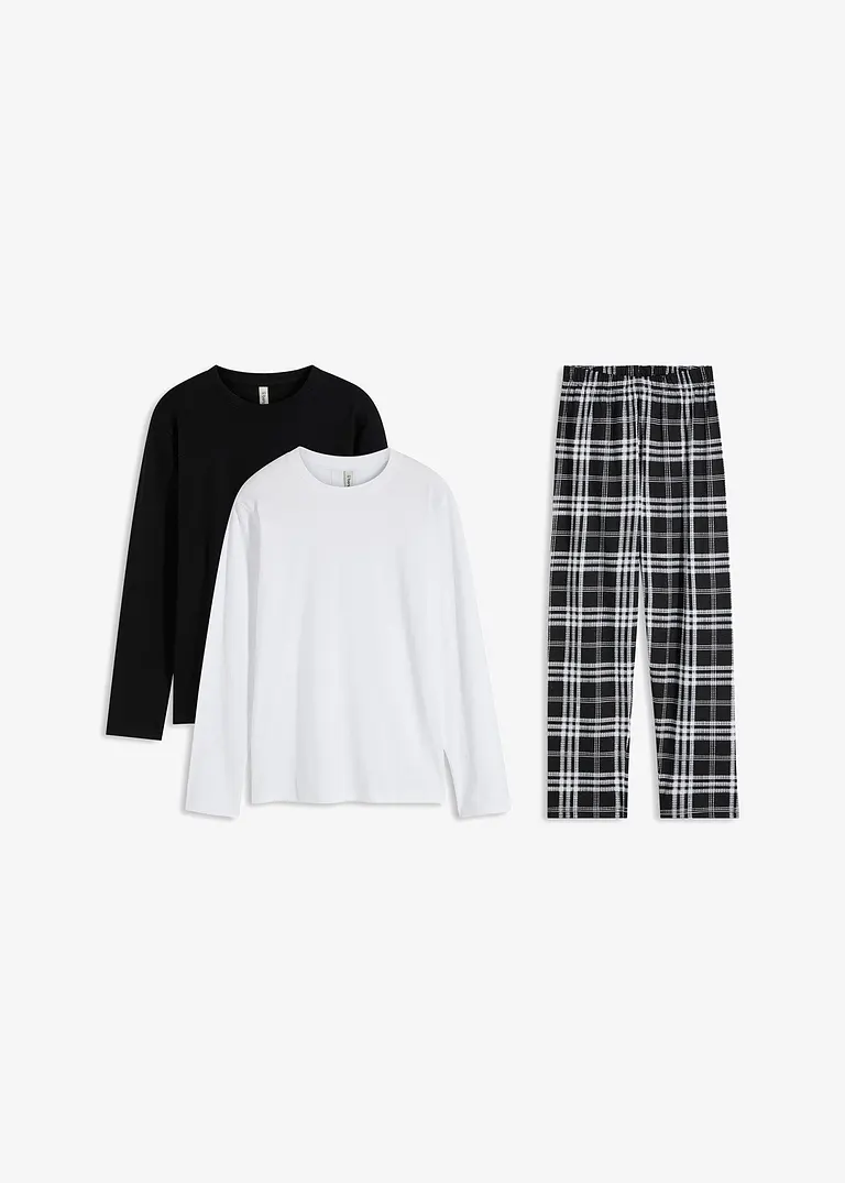 bonprix Schönes Kinder Pyjama (3-tlg. Set) mit 2 Shirt und einer Hose