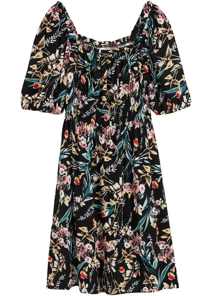 bonprix Schönes Kleid mit kurzen Puffärmeln. - schwarz - Damen