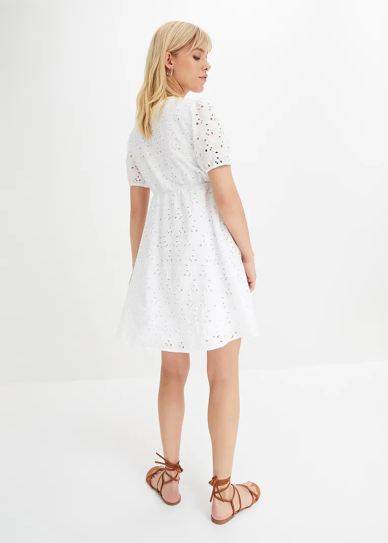 Bonprix Schönes Kleid Mit Lochstickerei - Weiß - Damen