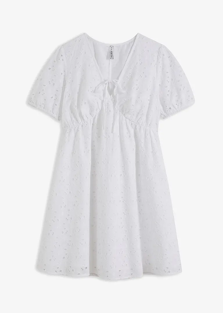 bonprix Schönes Kleid mit Lochstickerei - weiß - Damen