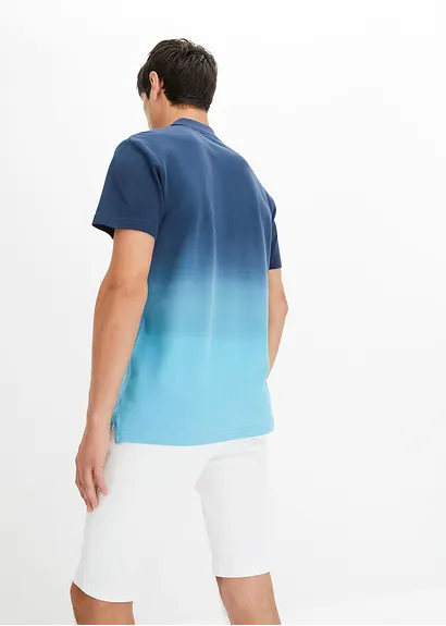 Bonprix Schönes Kurzärmliges Poloshirt Mit Einem Farbverlauf - Blau