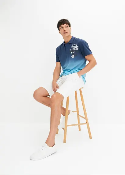 Bonprix Schönes Kurzärmliges Poloshirt Mit Einem Farbverlauf - Blau