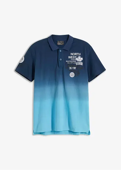 bonprix Schönes kurzärmliges Poloshirt mit einem Farbverlauf - blau