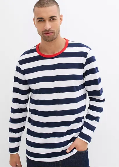 Bonprix Schönes Langarmshirt Mit Allover-Streifen - Weiß