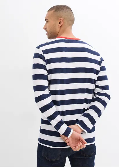 Bonprix Schönes Langarmshirt Mit Allover-Streifen - Weiß