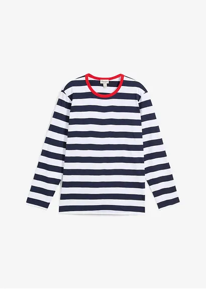bonprix schönes Langarmshirt mit Allover-Streifen - weiß