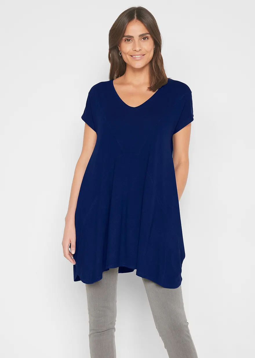 Bonprix Schönes Long-Top In A-Shape Passform - Blau - Damen