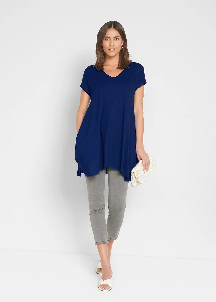 Bonprix Schönes Long-Top In A-Shape Passform - Blau - Damen