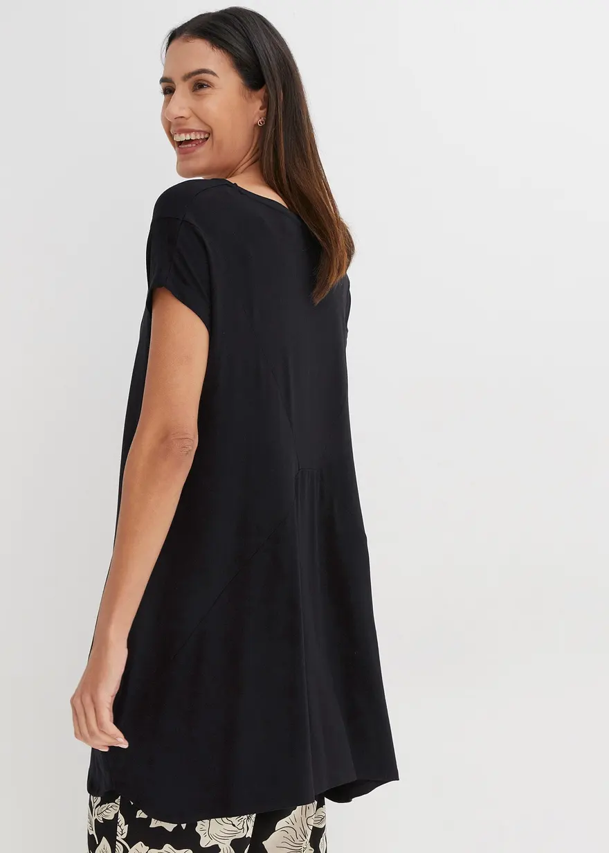 Bonprix Schönes Long-Top In A-Shape Passform - Schwarz - Damen