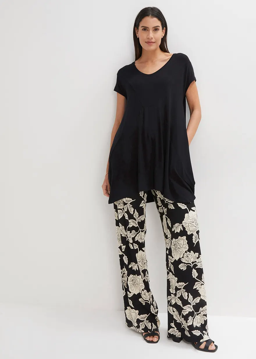 Bonprix Schönes Long-Top In A-Shape Passform - Schwarz - Damen