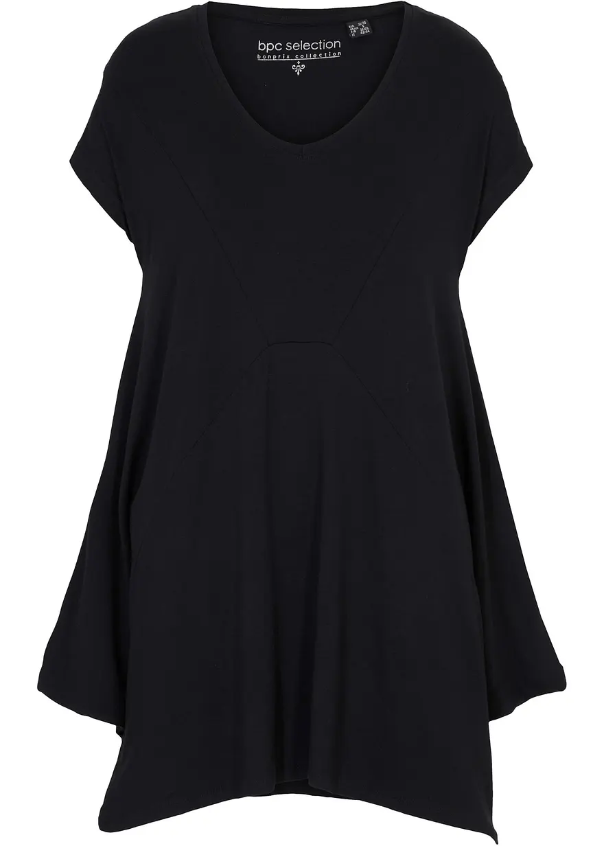 bonprix Schönes Long-Top in A-Shape Passform - schwarz - Damen