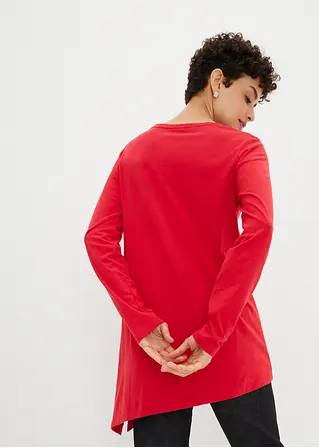 Bonprix Schönes Longshirt Mit Asymmetrischen Schnitt Und Glitzer - Rot
