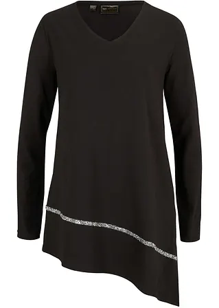 bonprix schönes Longshirt mit asymmetrischen Schnitt und Glitzer - Damen