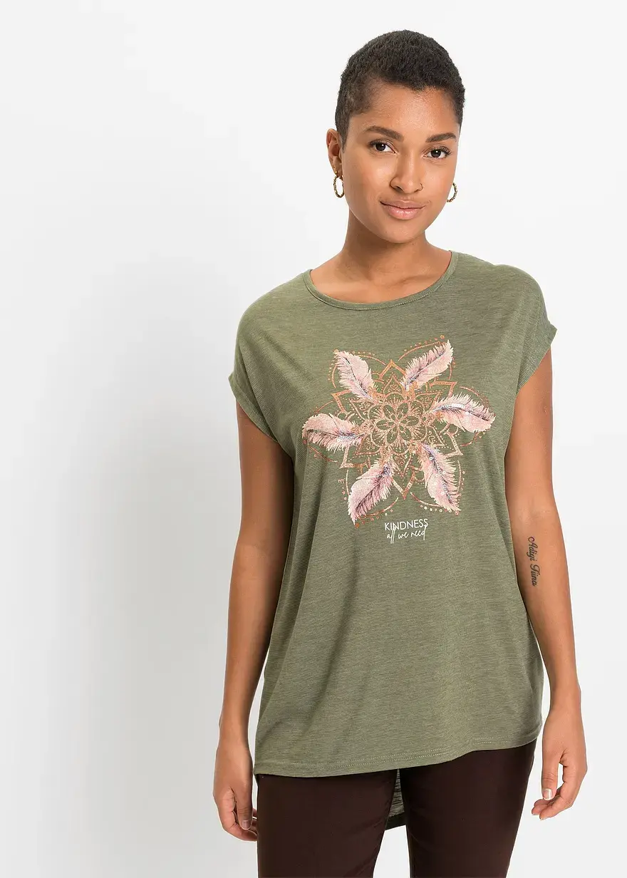 Bonprix Schönes Longshirt Mit Rundhalsausschnitt - Grün - Damen