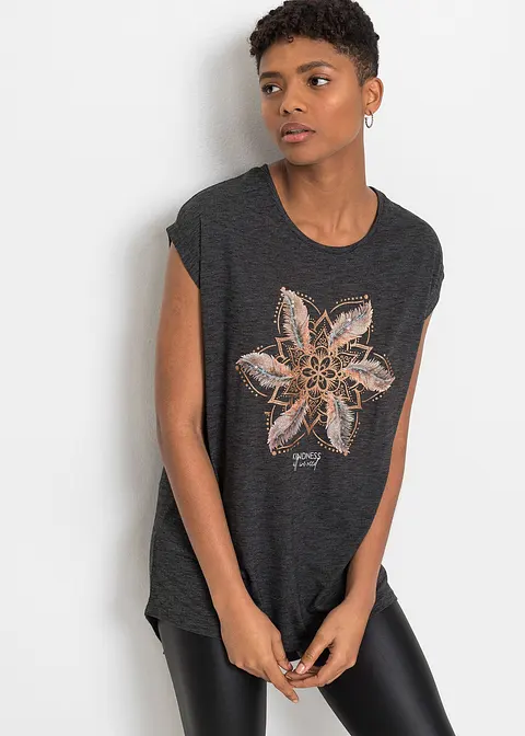 Bonprix Schönes Longshirt Mit Rundhalsausschnitt - Schwarz