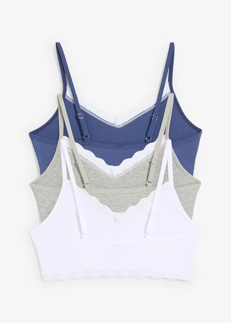 Bonprix Schönes Mädchen Bustier Mit Spitze In Verschiedenen Farben Im 3er Pack