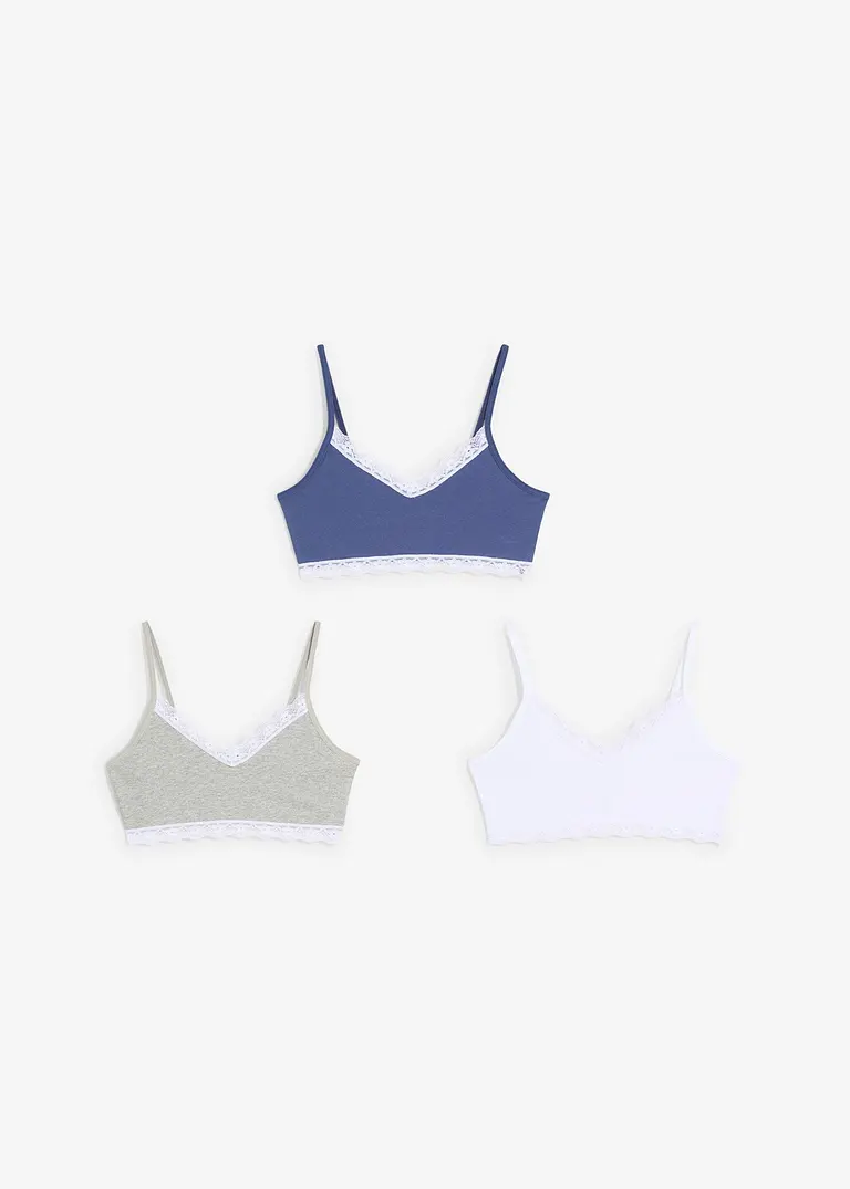 Bonprix Schönes Mädchen Bustier Mit Spitze In Verschiedenen Farben Im 3er Pack