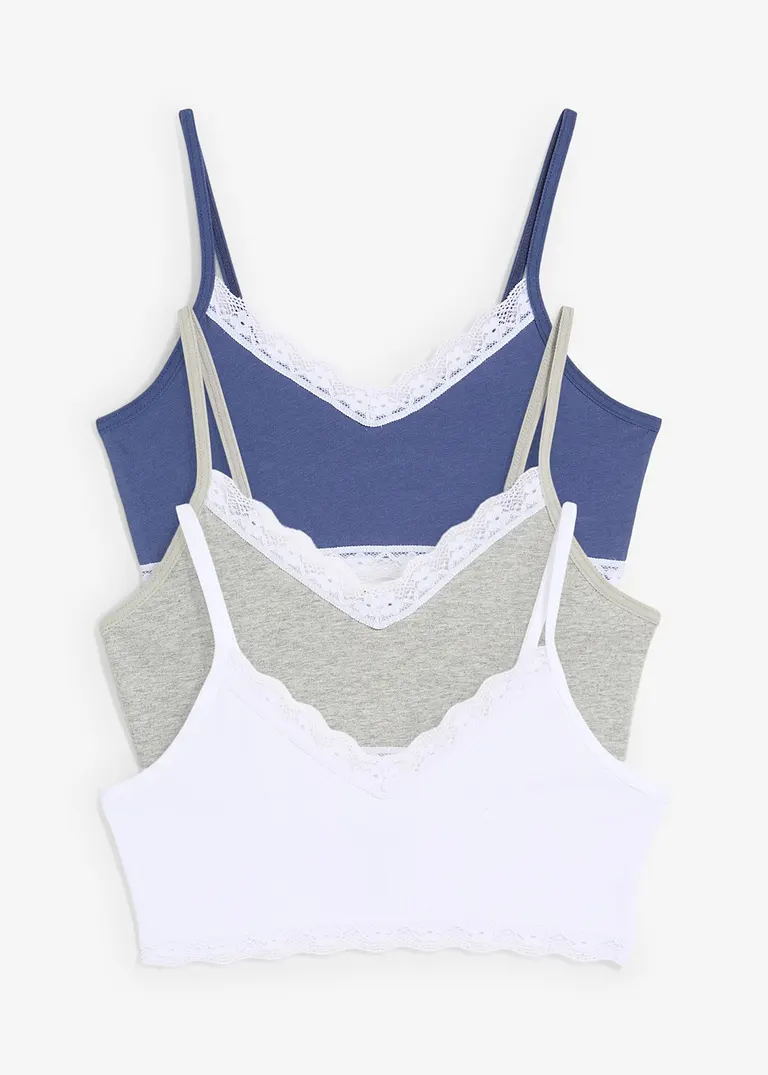 bonprix Schönes Mädchen Bustier mit Spitze in verschiedenen Farben im 3er Pack