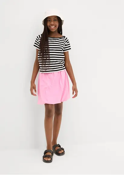 Bonprix Schönes Mädchen Shirt Mit Breitem Rundhals Ausschnitt - Schwarz