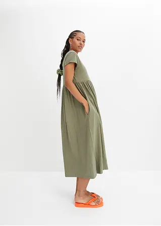 Bonprix Schönes Midi Shirtkleid Mit Schlitz - Grün Petite